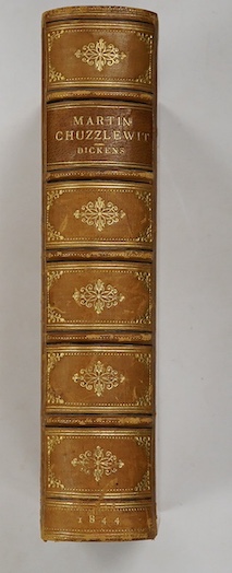 Dickens, Charles - The Life and Adventures of Martin Chuzzlewit. First Edition. engraved pictorial and printed titles, frontis. and 38 plates; earlier 20th cent. gilt ruled polished tan calf, gilt decorated panelled spin